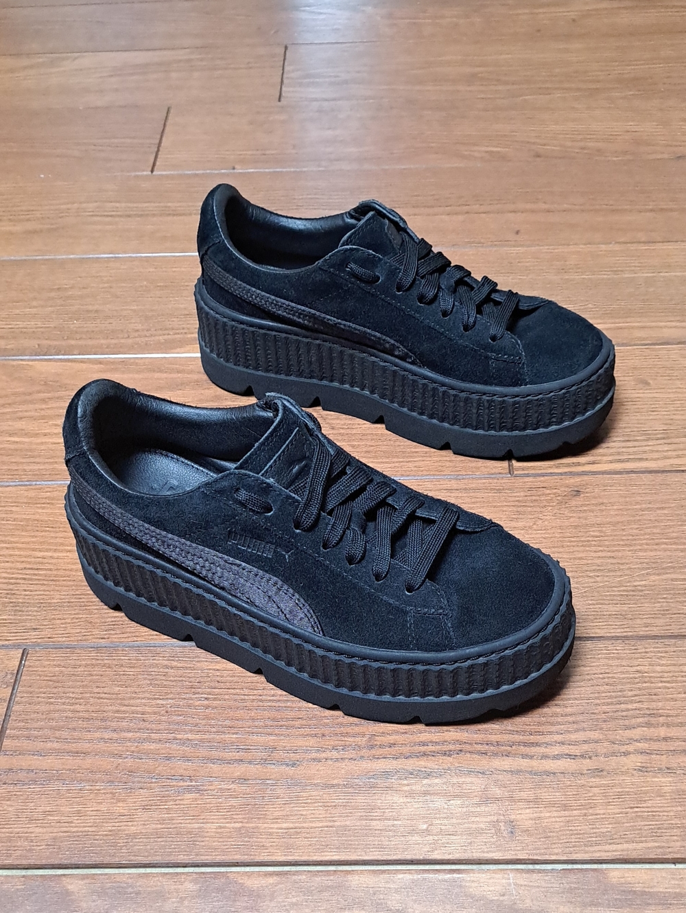 FENTY x PUMA Rihanna Cleated Creepers Triple Black Suede Platform Shoes 6.5